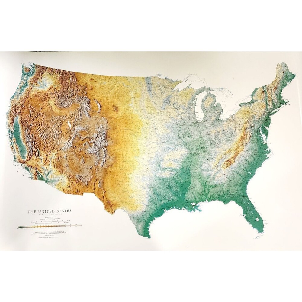 Raven Maps United States Poster Wall Map Laminated Landforms Educational 37x58